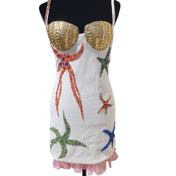 Luxury Cocktail Party Beaded Wedding Evening Crystals Runway Designer Prom Dress - Picture 3 of 16